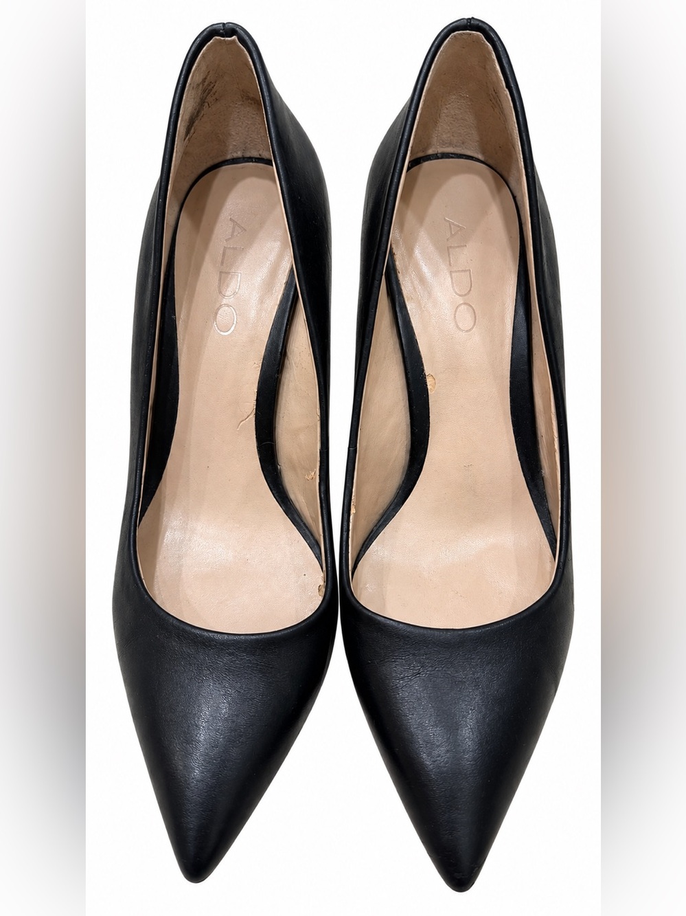 ALDO Black Pointed-Toe Leather Pumps Size 6